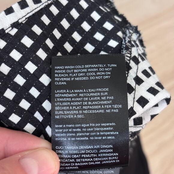 Bebe‎ Top Large Plaid Faux Leather Zipper Stretch Twee Royal Career Quiet Peplum - Picture 10 of 11